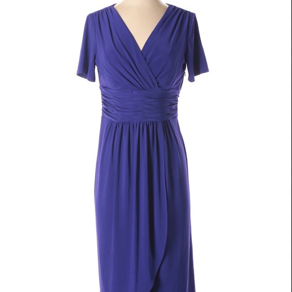 EVAN PICONE Deep Purple Dress Ruched Waist Size 14 Sophisticated